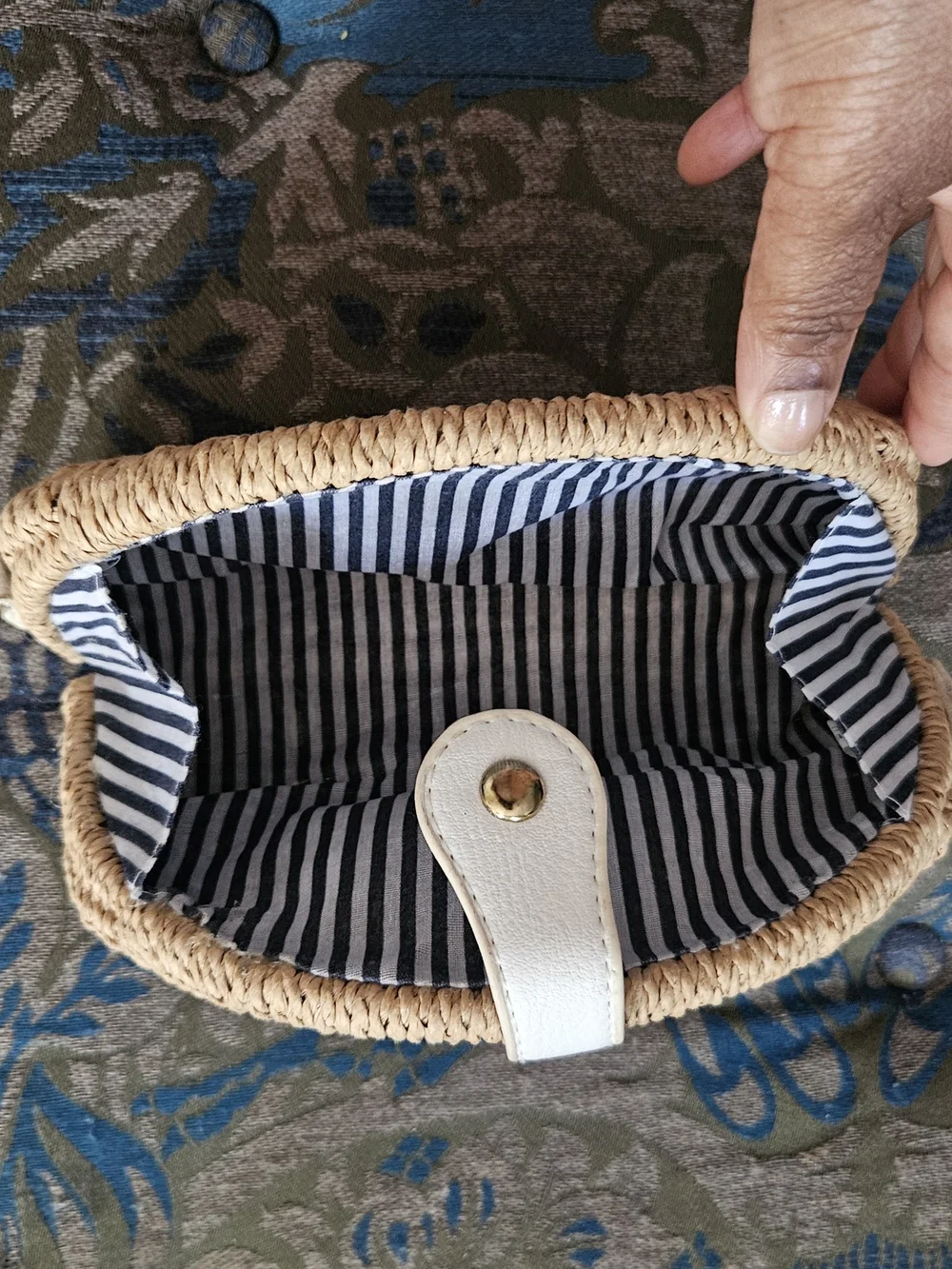 Woven Straw Crossbody Bag with White Trim Summer Clutch Neutral
